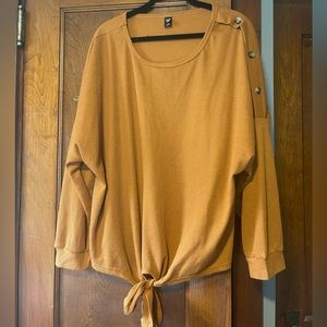 Rust brown sweater with tie front from SHEIN